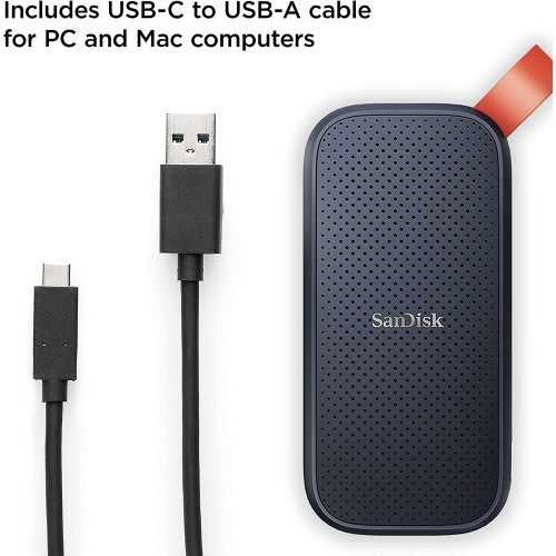 SanDisk 2TB  Portable SSD - Up to 520MB/s, USB-C, USB 3.2 Gen 2 - SDSSDE30-2T00-G25 SanDisk 2TB  Portable SSD - Up to 520MB/s, USB-C, USB 3.2 Gen 2 - SDSSDE30-2T00-G25